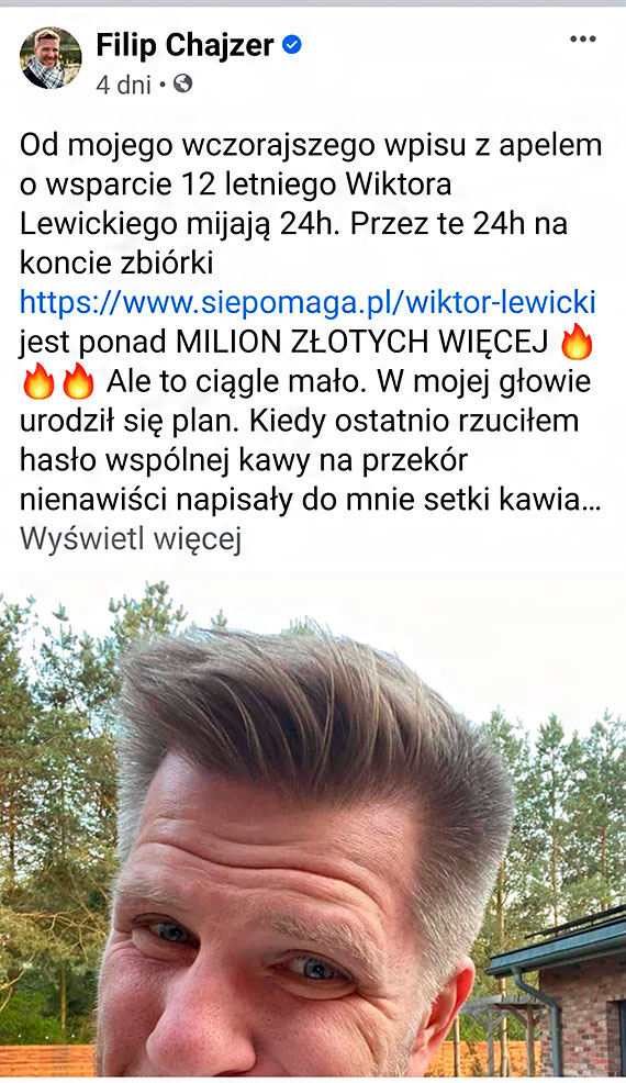 Filip Chajzer i kawiarnie w caej Polsce zaangaoway si w zbirk dla chorego Wiktora z Midzyzdrojw!