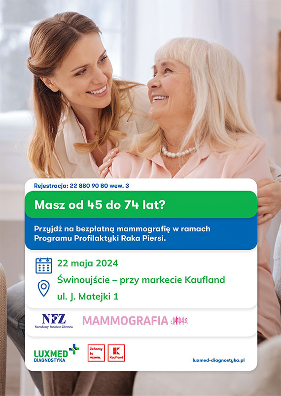 Bezpatne badania mammograficzne w mobilnej pracowni mammograficznej LUX MED w maju - winoujcie
